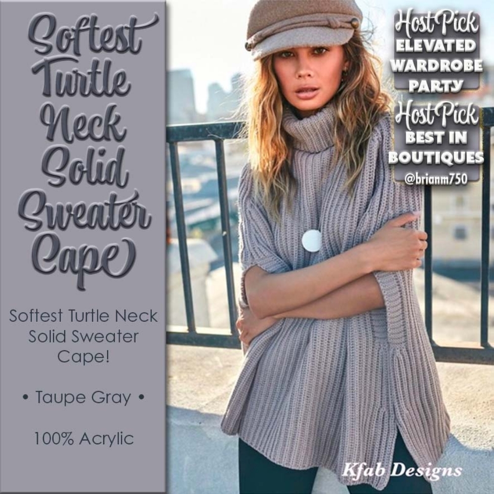 Softest Turtle Neck Solid Taupe Sweater Cape 🎉HOST PICK🎉